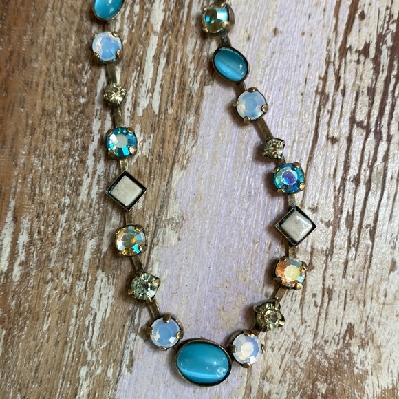 VTG Sorrelli Necklace Turquoise, Gold, Yellow, AB & White Swarovski Crystals - Picture 6 of 9